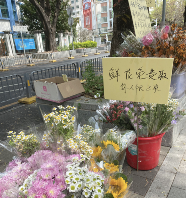 “送点春天给你，如有需要请自取”深圳一花店为路人免费送花